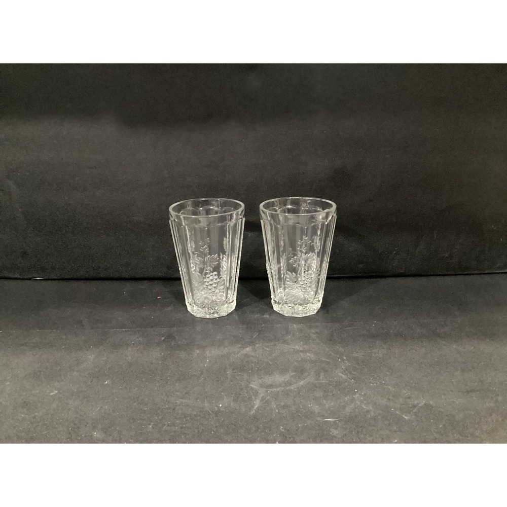L.G. Wright Glass Panel Grape‎ Clear Pattern 5" Flat Tumblers Set Of 2